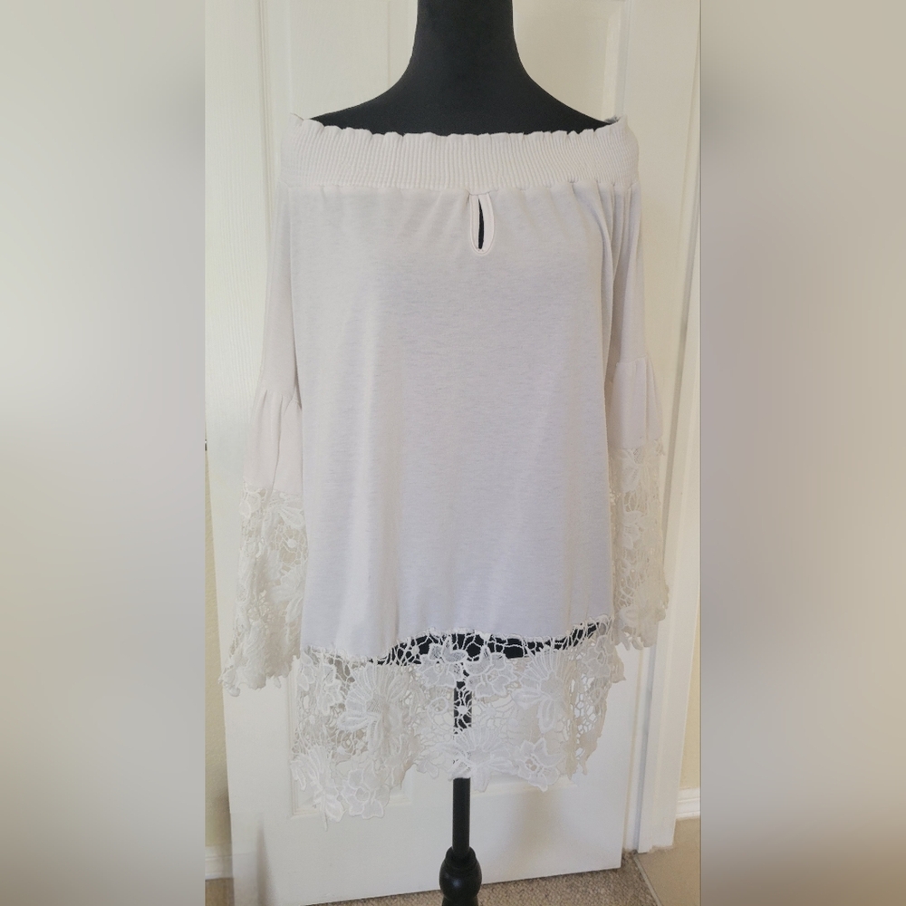 Off Shoulder Top with Lace Trim